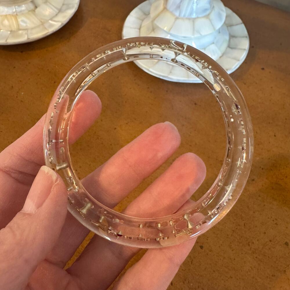 Louis Vuitton Vintage Clear Inclusion Monogram Resin Bangle Bracelet - Picture 4 of 6